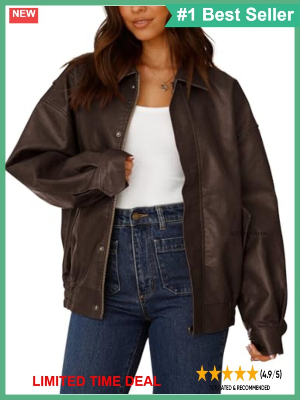 Faux Leather Motorcycle Jacket Women Oversized Zip Up Moto Biker Coat